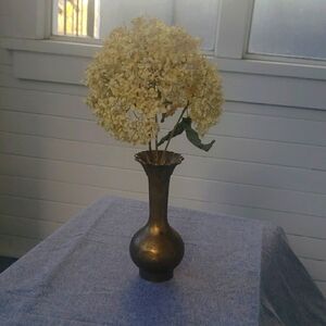 Vintage etched brass vase